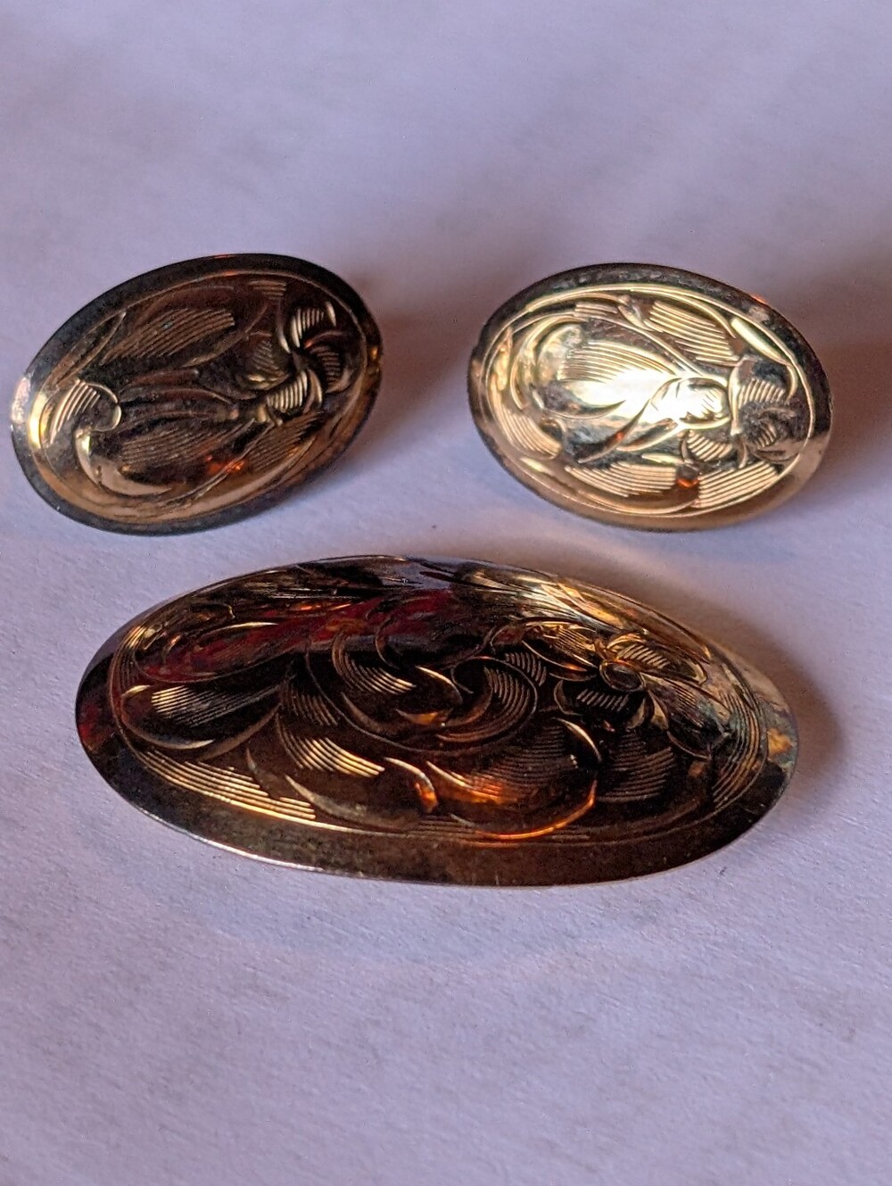 Vintage Bond Boyd Sterling Silver Gold Vermeil Brooch Earrings Set Signed Mid Ce